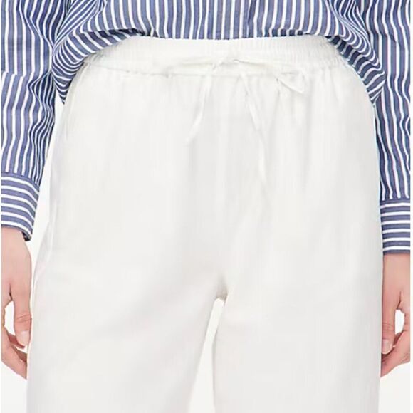 J. Crew Factory AW839 White linen blend draawstring pants NWT - Picture 2 of 11